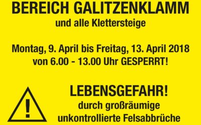 Gallitzenklamm Sperre 9. bis 13. April 2018